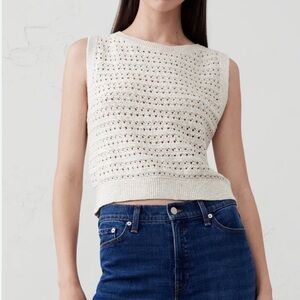 BANANA REPUBLIC WOMENS SWEATER VEST BLOUSE CREAM SMALL